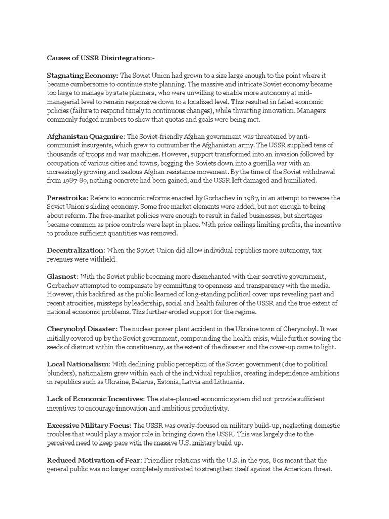 Causes of USSR Disintegration | PDF | Soviet Union | World Politics