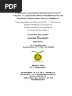 A Comparative Study Between Multinational and Private IT Industries To Understand The Effect of Talent Management and Managerial Competencies On Employee Engagement Seema Panicker