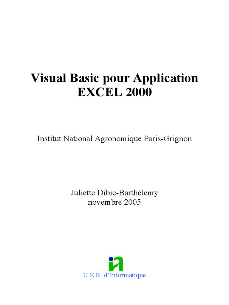 Visual Basic Pour Application EXCEL | PDF | Visual Basic for ...