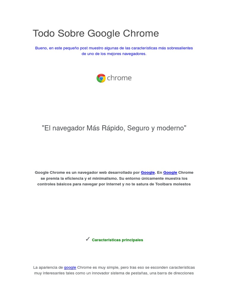Todo Sobre Google Chrome Google Chrome Google