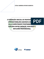 Formação Inicial de Professoras de Línguas para em Contexto Mediado Pelo Computador Um Dialogo Entre Crenças Discurso e Reflexão Profissional