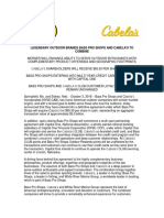 Initial Press Release On Cabela's, Bass Pro Shops Merger