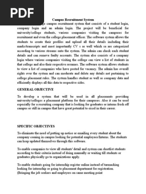 Campus Recruitment System | PDF | Recruitment | Software