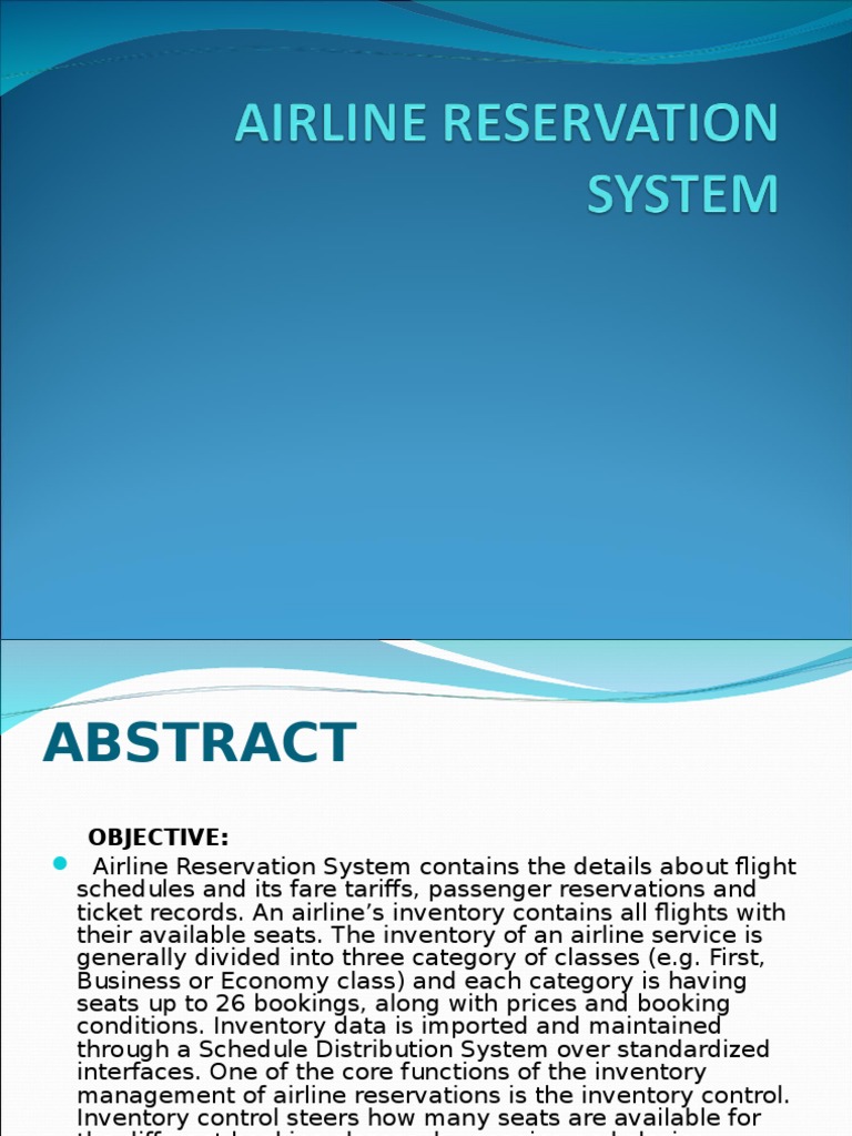 Ppt Of Airline Reservation System Project Report 1CD