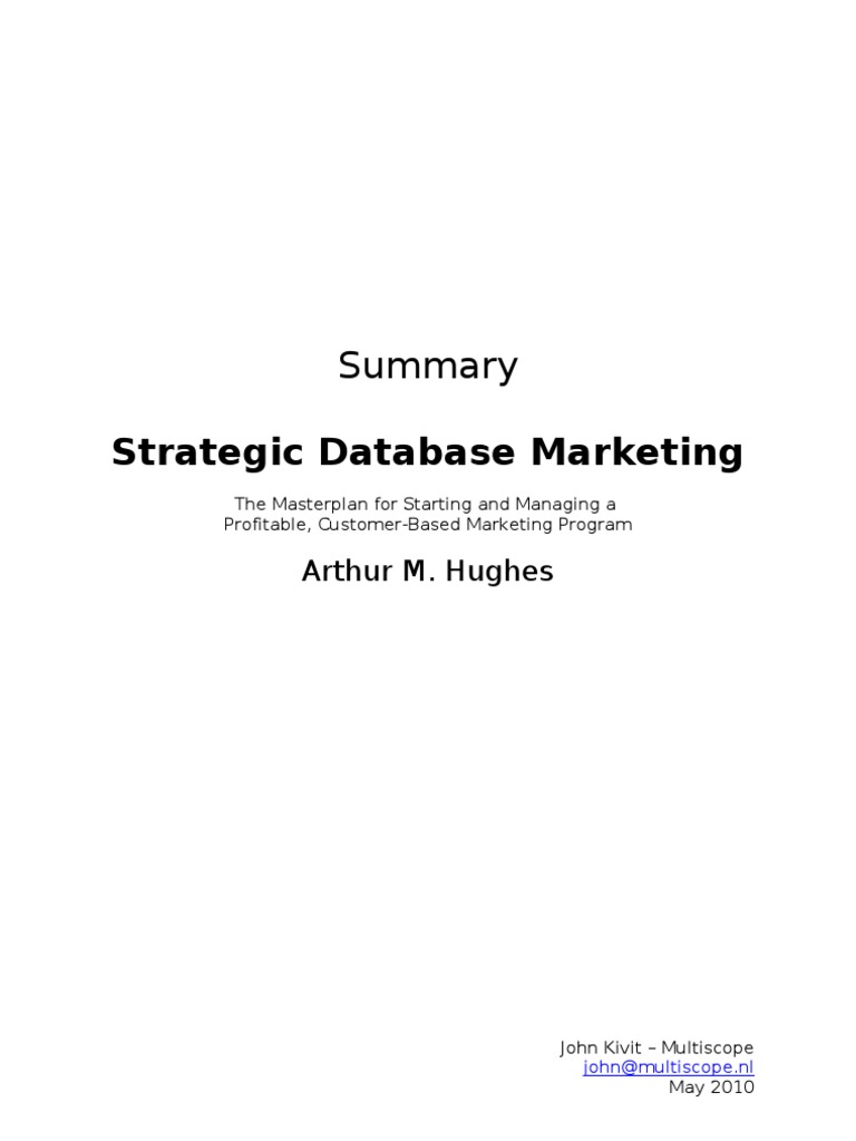 Strategic Database Marketing Insights | PDF | Market Segmentation