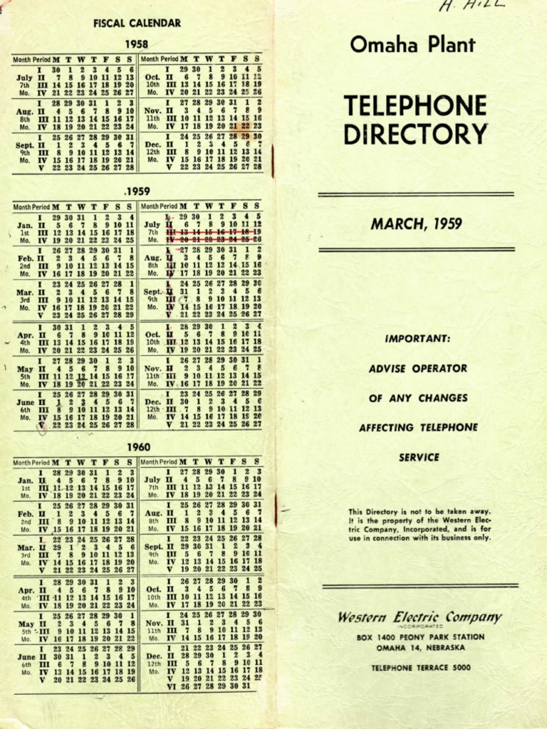 Omaha Telephone Book March 1959 | PDF