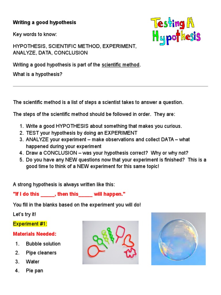 How to write a hypothesis with independent and dependent variables picture