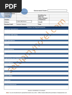 Banquet Event Order-BEO 2