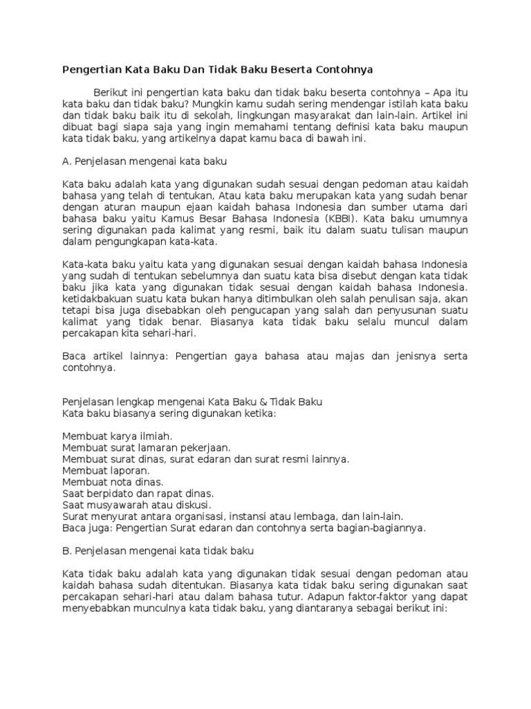 Terlengkap Kata Yang Tidak Baku Kumpulan Kata Kata Dalam