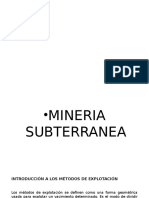 Métodos de explotación minera subterránea
