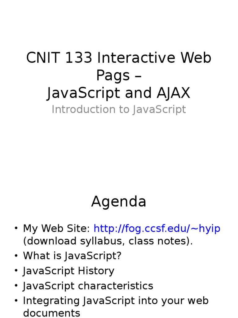 Cnit 133 Interactive Web Pags - Javascript and Ajax | PDF | Dynamic Web ...