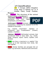 7 Levels of Classification Info Sheet For 7a