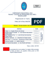 Campeonato Magisterial 2016 - Programación Final Futsal Master