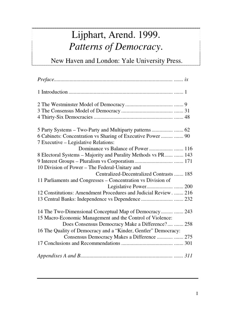 Comparative Models of Democracy Analysis | PDF | Cabinet (Government ...