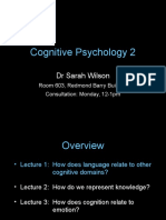 Cognitive Psychology 2: DR Sarah Wilson