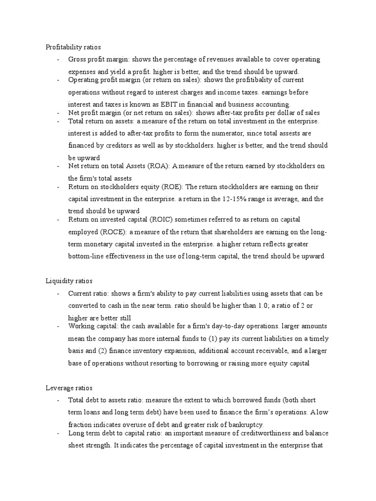 Key Financial Ratios Explained | PDF | Dividend | Debt