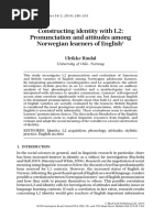 Constructing Identity With l2 Pronounciation and Attitudes Among Norwegian Learners of English.