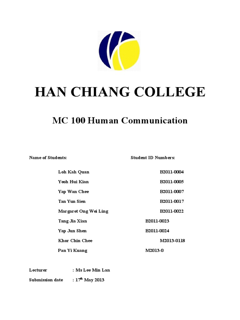MC 100 Human Communication (Cover Page) | PDF