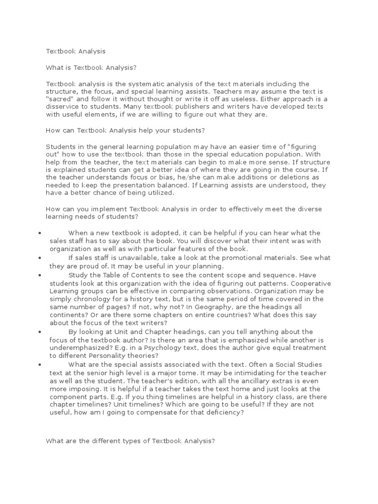 Textbook Analysis PDF Textbook Bias