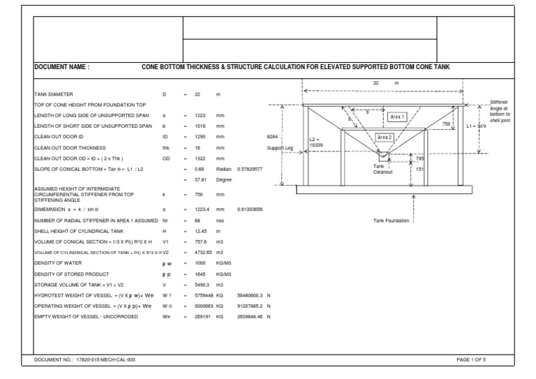 Cone Bottom Thickness & Structure Calculation For Elevated Supported ...