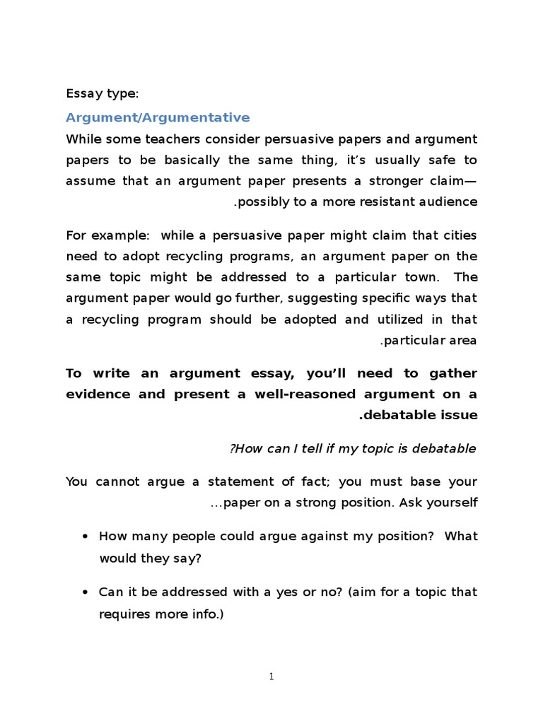 types of an essay with examples
