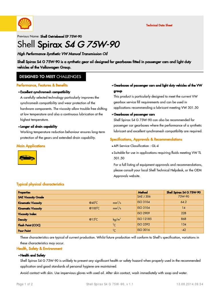 GPCDOC Local TDS Switzerland Shell Spirax S4 G 75W-90 (en-CH) TDS | PDF ...