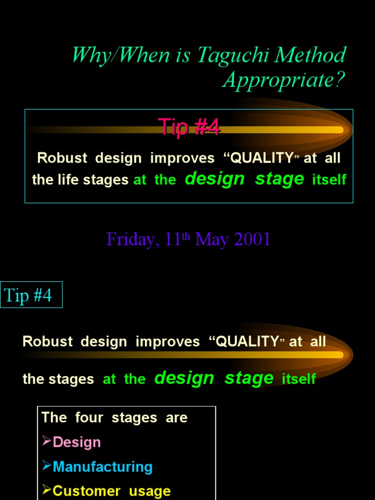 Why Taguchi Method Tip 4 | PDF | Dust | Experiment
