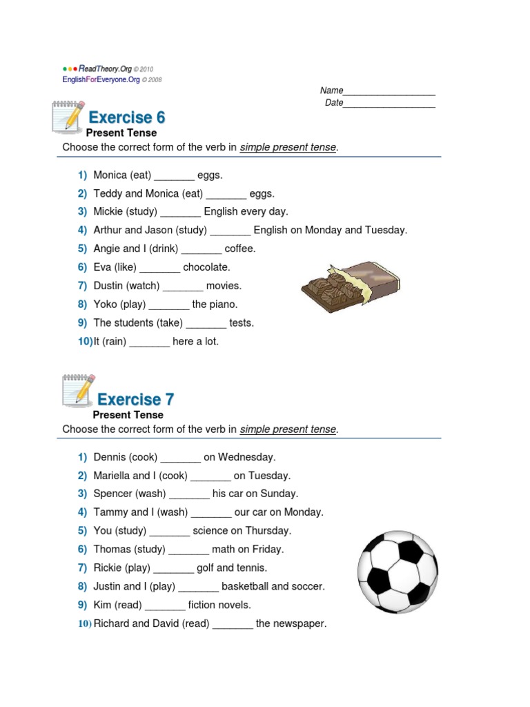 Present Tense Exercise 6and7 | PDF