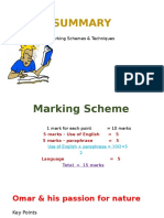 Summary Marking Scheme & Exercise