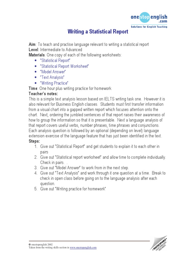Writing A Statistical Report PDF | PDF | Teaching Methods & Materials ...