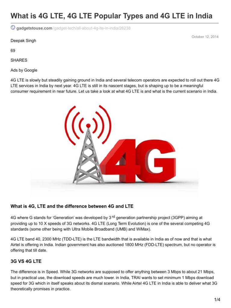 Understanding 4G LTE in India | PDF | 4 G | Lte (Telecommunication)