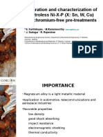 Preparation and Characterization of Electroless Ni-X-P (X: SN, W, Cu) With Chromium-Free Pre-Treatments