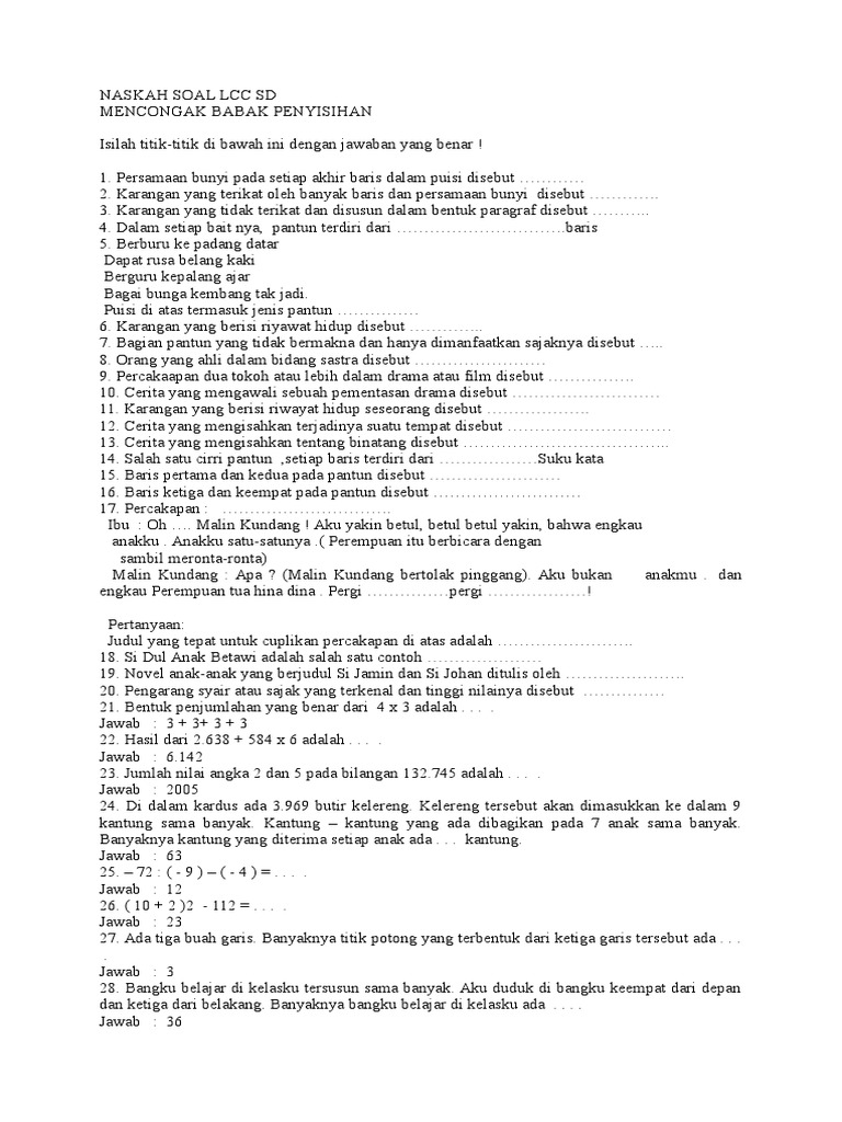 Naskah Soal Lcc Sd Pdf