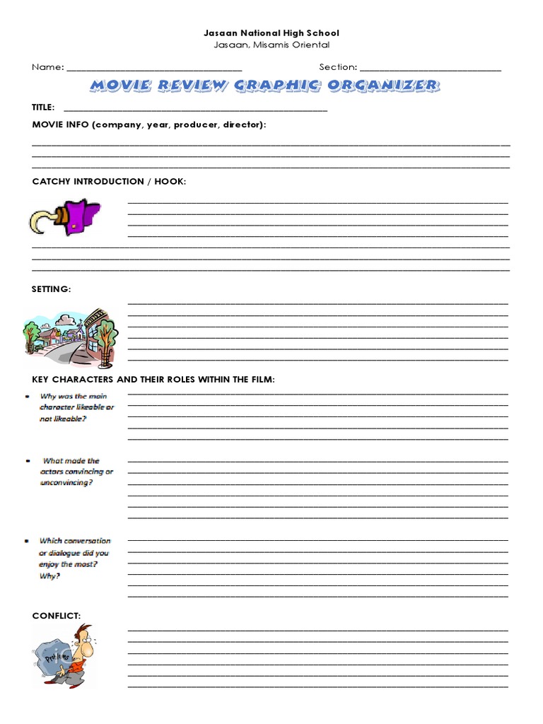 movie review graphic organizer examples