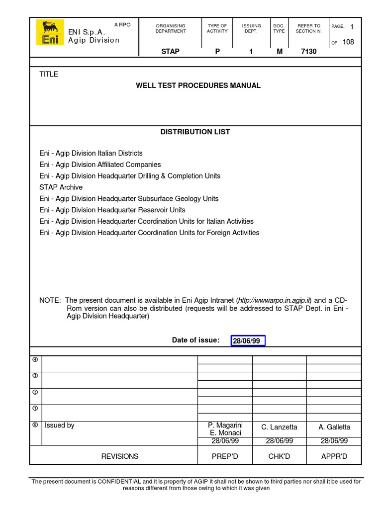 P1M7130 Well Test Procedures Manual PDF PDF Petroleum Reservoir
