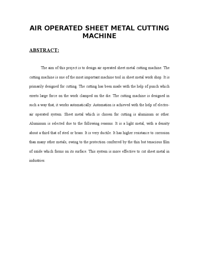 Air Operated Sheet Metal Cutting Machine PDF
