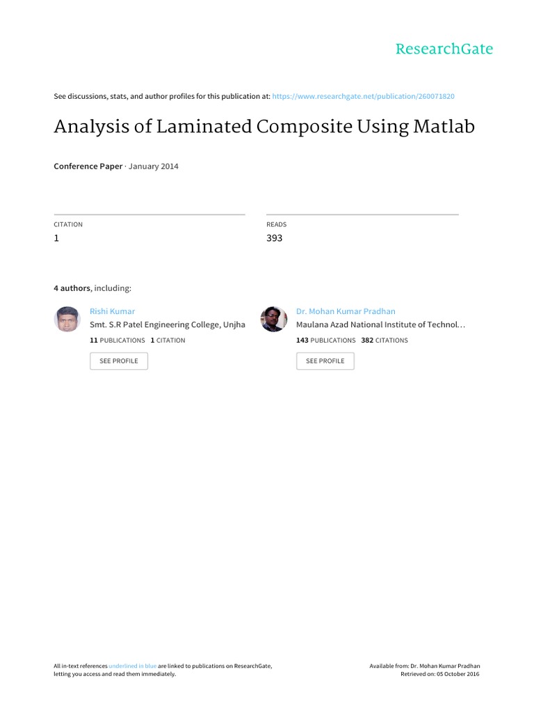 Analysis of Laminated Composite Plate Using Matlab PDF Bending