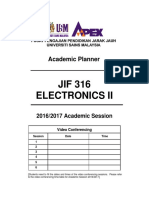 JIF 316 Electronics Ii: Academic Planner