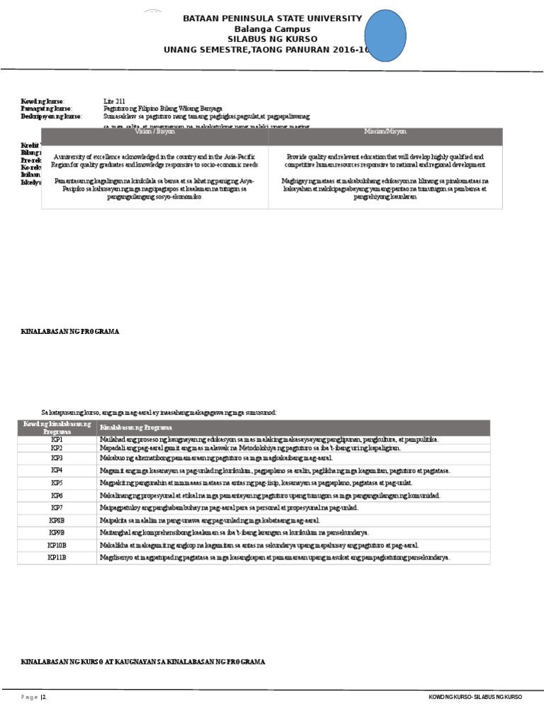 Sample Syllabus Lite 211 | PDF