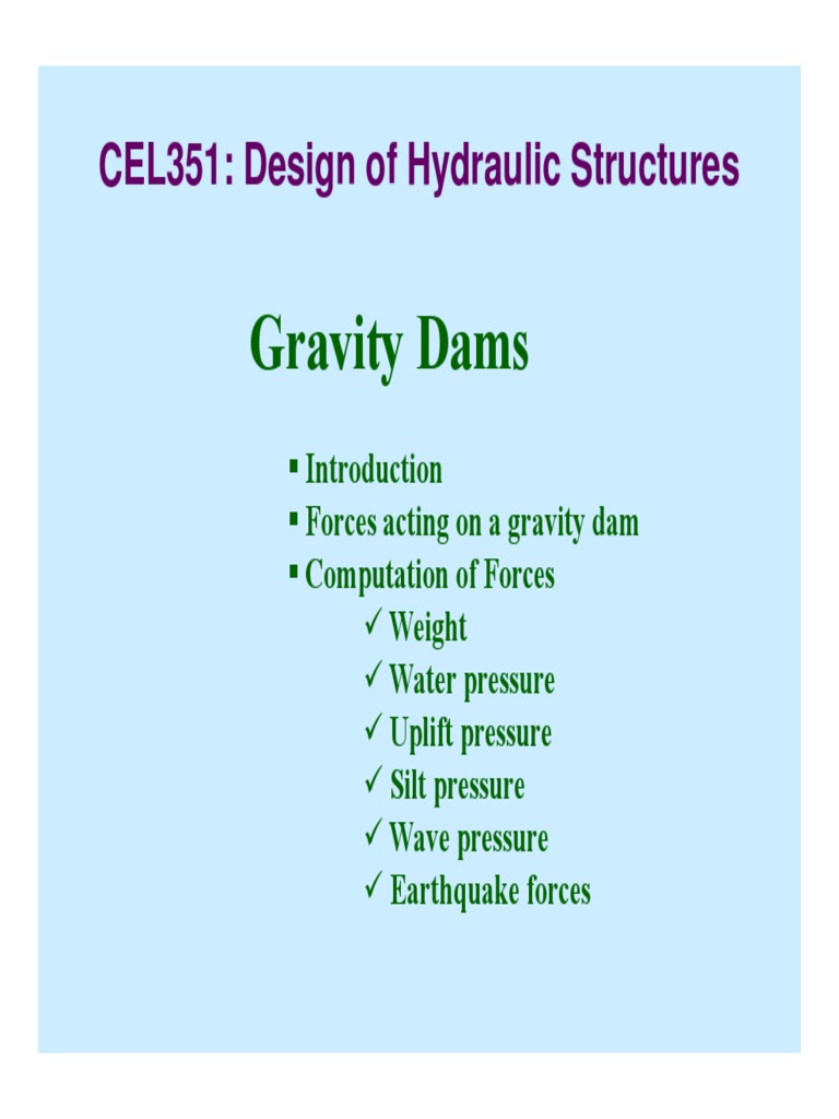 Understanding Gravity Dams: Forces & Design | PDF | Dam | Earthquakes