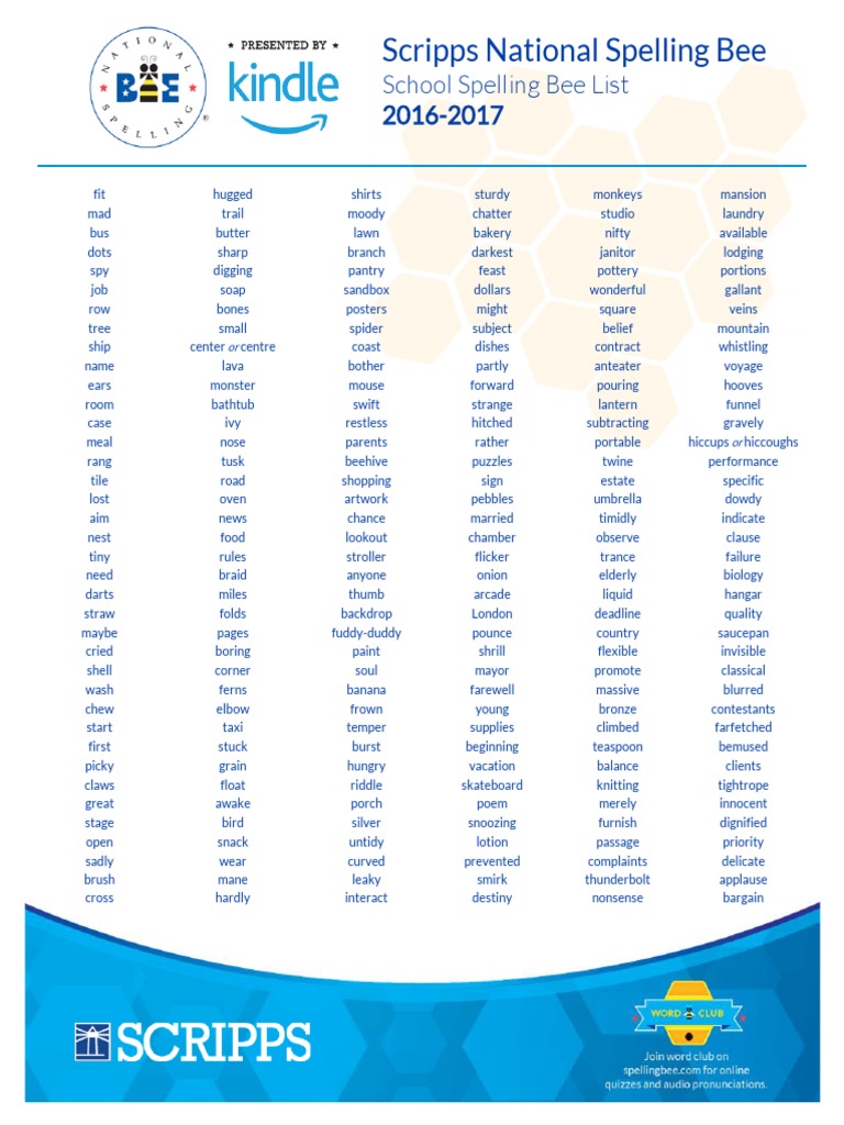0102017 school spelling bee list 2pager