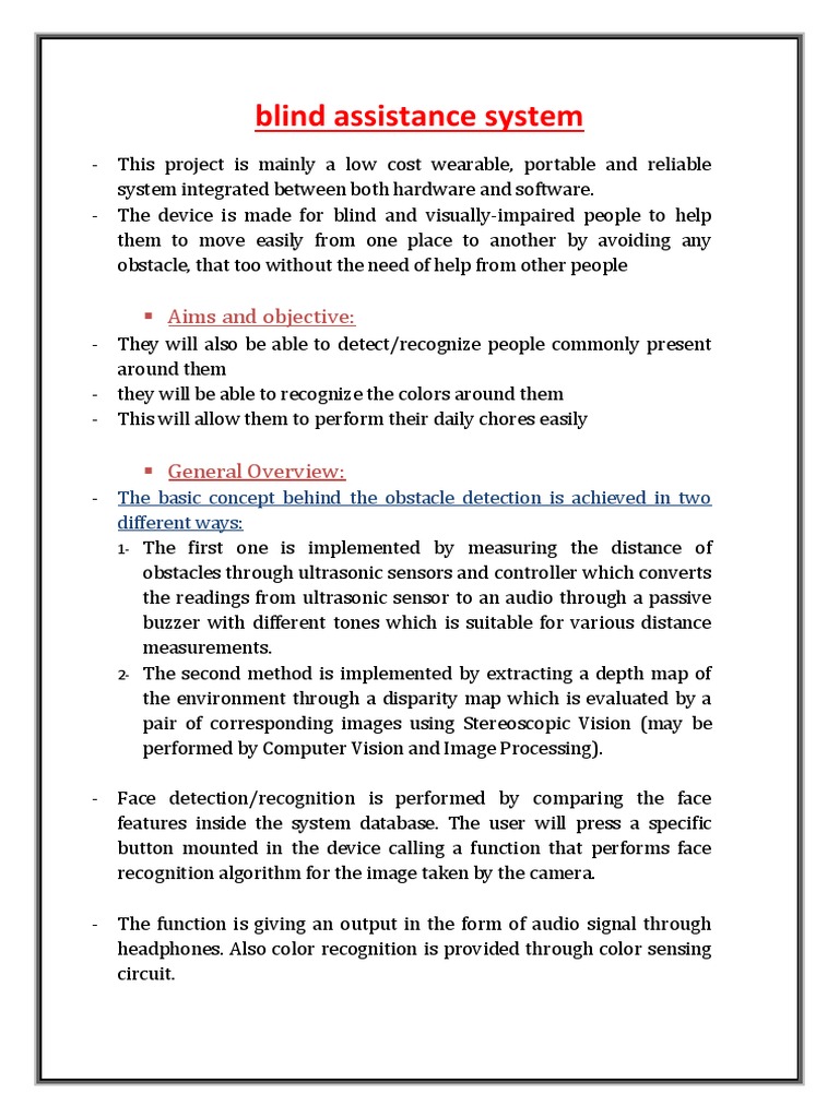 Blind Assistance System Pdf