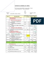 Presupuesto General de Matenimiento