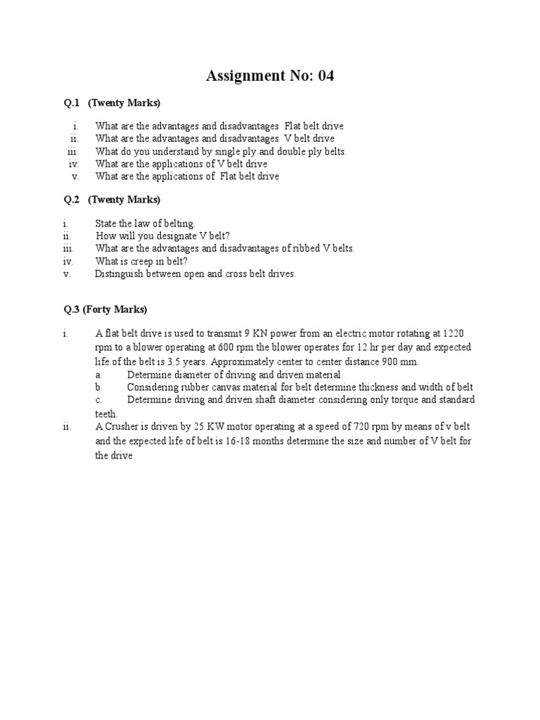 Selection of Flat Belt and VBelt Drives A Comparative Analysis of