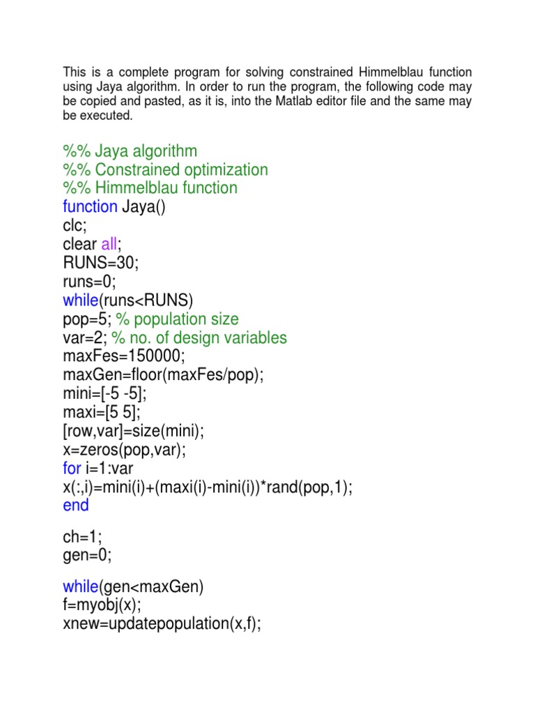 Jaya Algorithm for Himmelblau Optimization | PDF