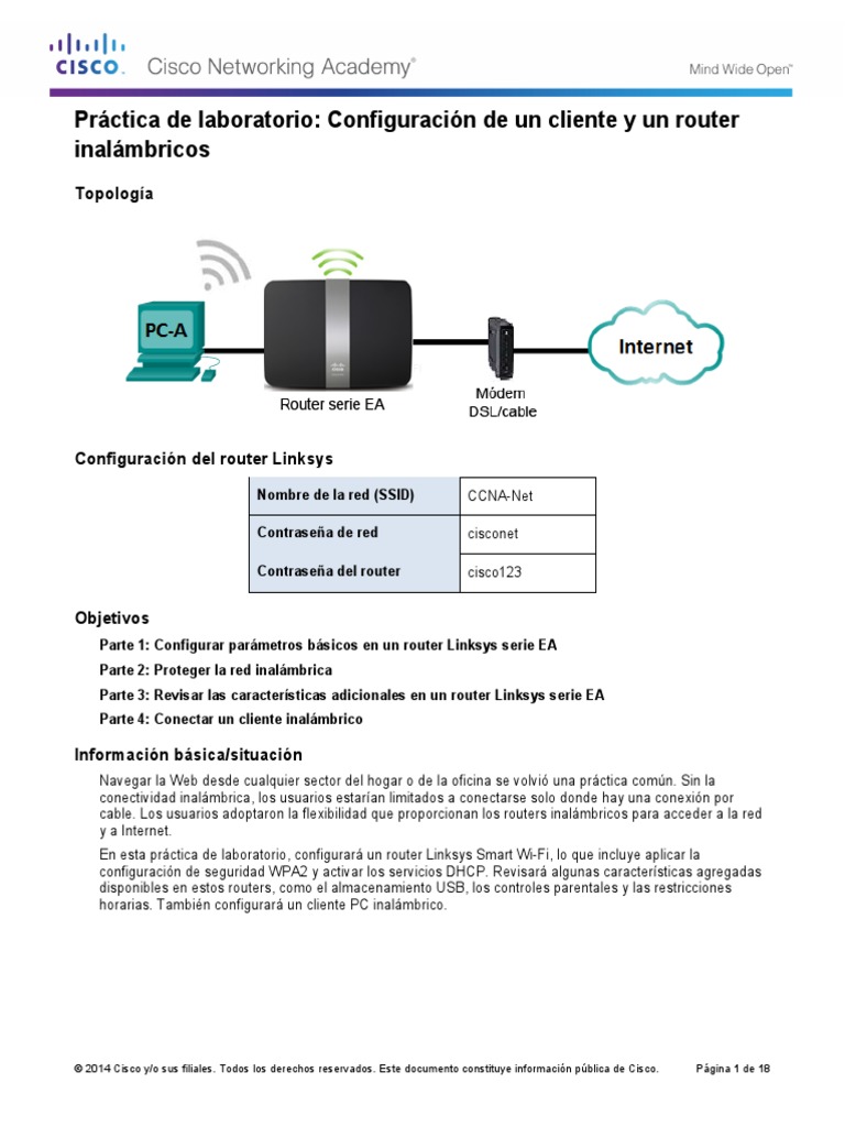 4.4.2.3 Lab - Configuring A Wireless Router and Client | PDF ...