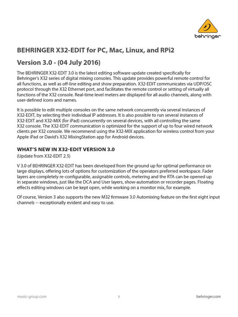 Behringer x32 edit app