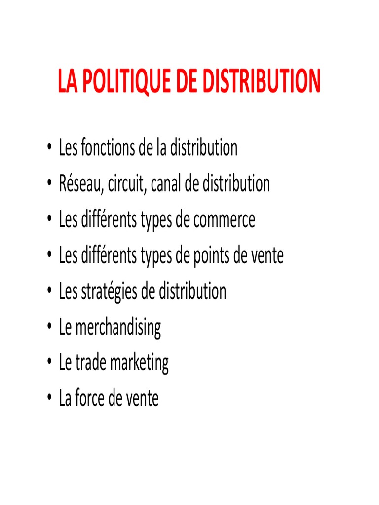 La Politique de Distribution Merchandising Distribution (Affaires)