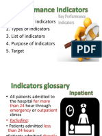 Glossary of Indicators 2. Types of Indicators 3. List of Indicators 4. Purpose of Indicators 5. Target