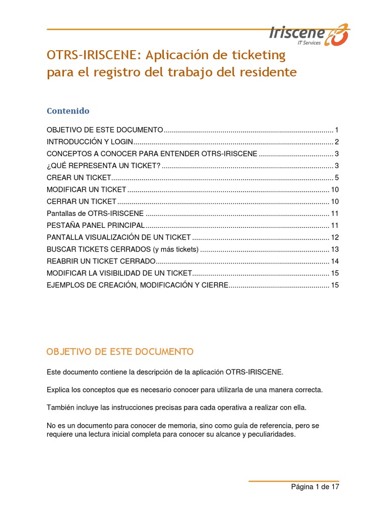 Manual de Usuario OTRS-IRISCENE PDF | PDF